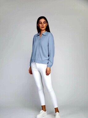 Van Kukil Cashmere Open Collar Sweater Sz XS
